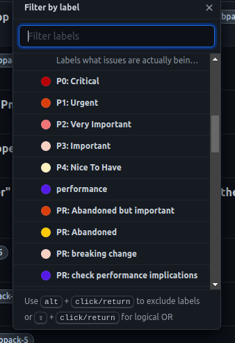 Webpack's labels P0-P4