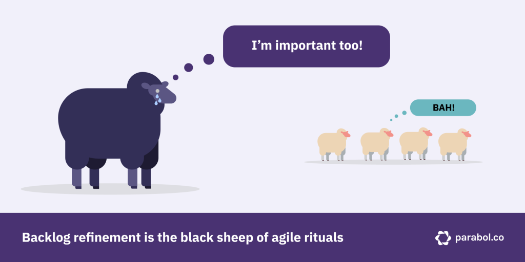 illustration of backlog refinement as the black sheep of agile rituals