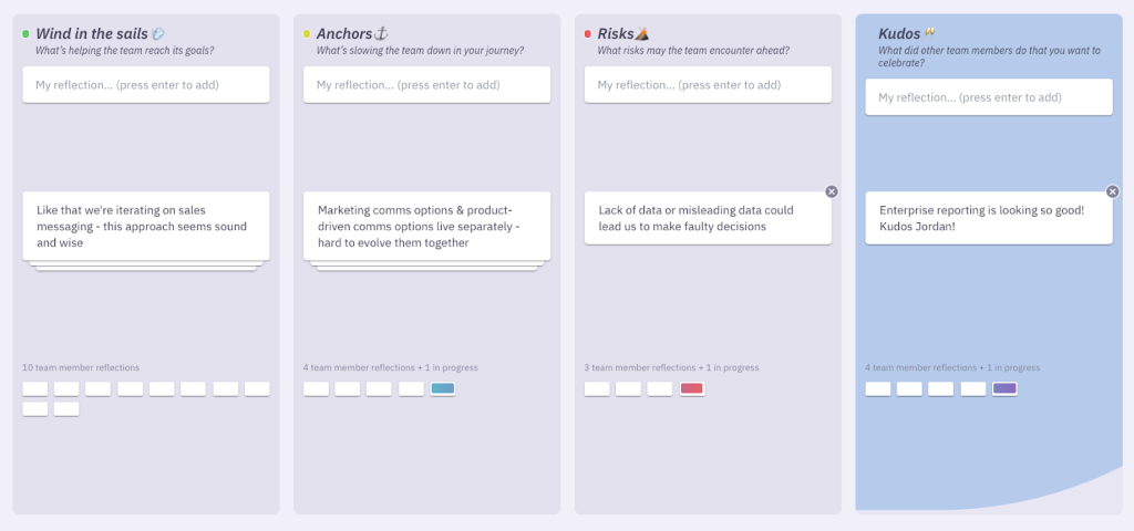 Ask the team to give feedback on one prompt at a time during a sprint retro