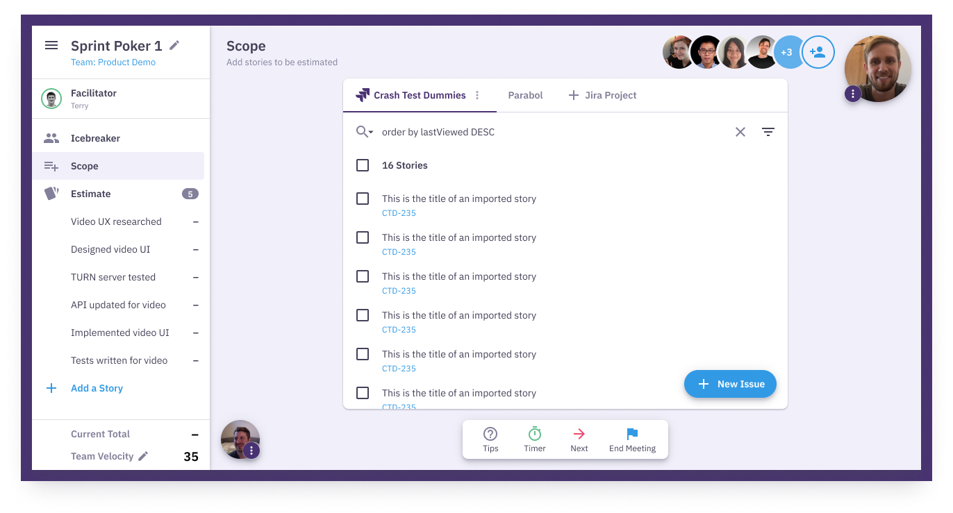 Parabol Sprint Poker import Jira issues