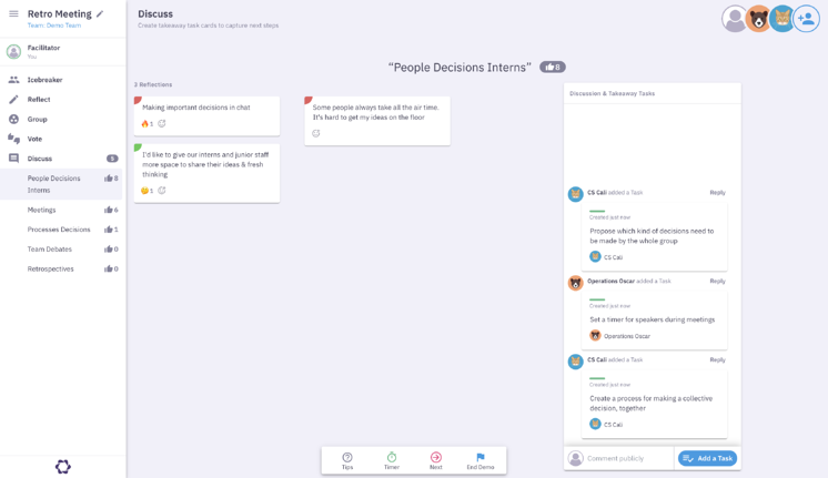 Parabol retrospective in the Discuss phase
