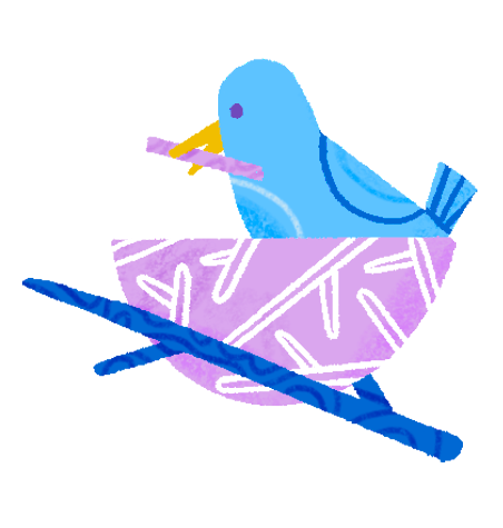 illustration of a bird building its nest