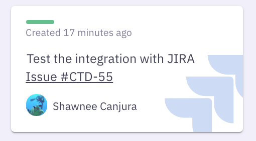 screenshot of a card that is connected to jira
