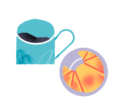 Illustration of coffee and pastry