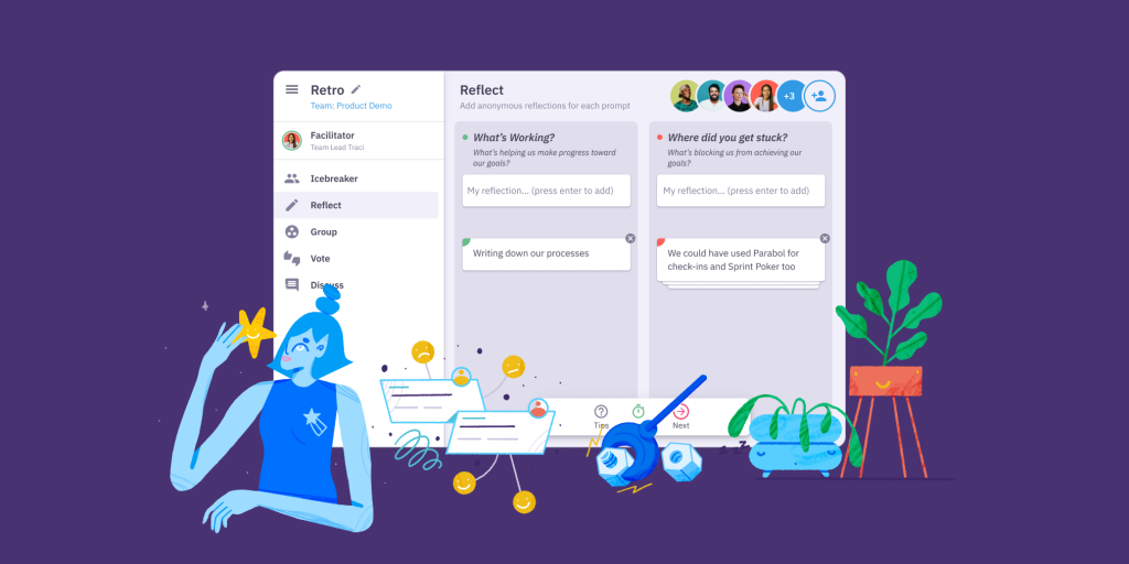 Agile retrospective templates in parabol