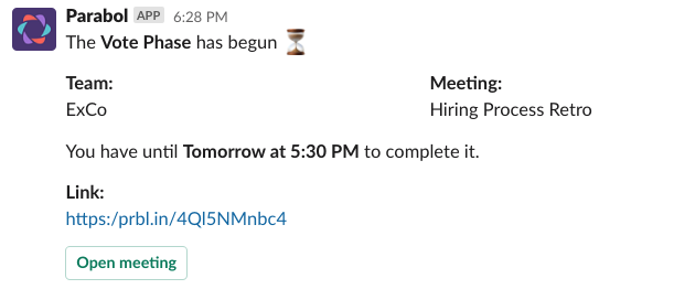 Parabol Slack Integration: Reminders