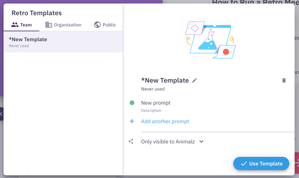 Parabol's retrospective template creation tool
