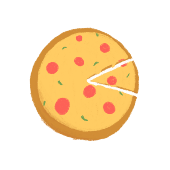 illustration of a whole pizza