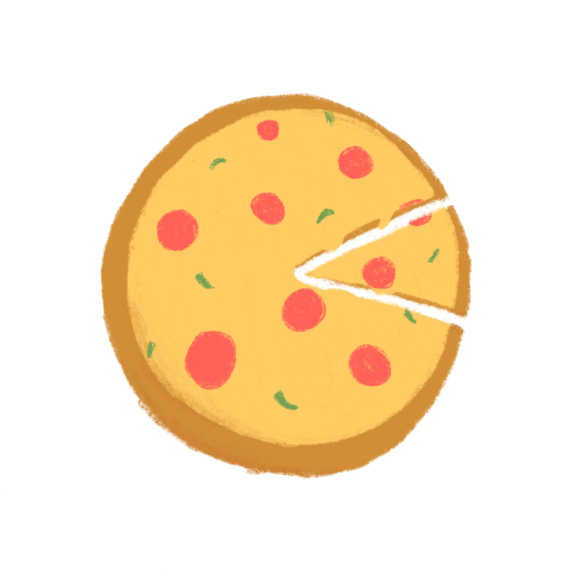 illustration of a whole pizza