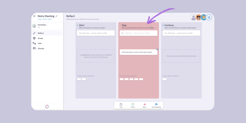 Highlight column in your retros