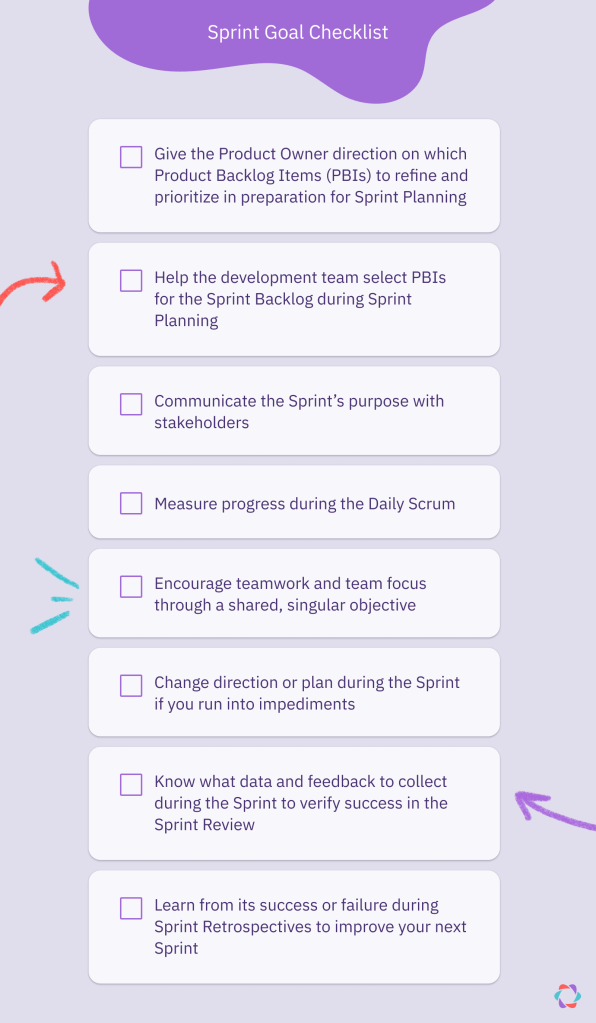 Sprint goals checklist for teams