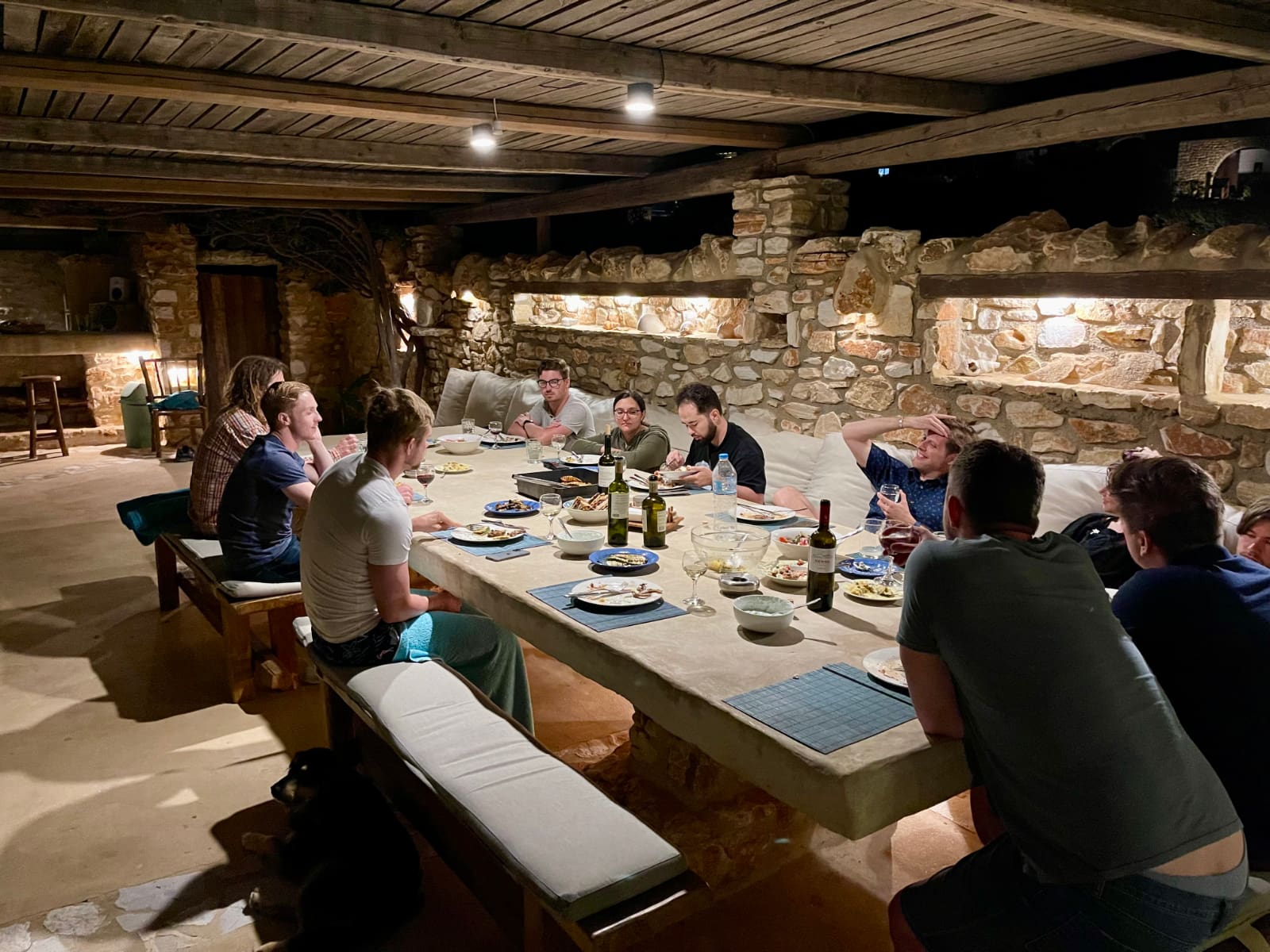 Parabol Product Members gathered for dinner in Paros Greece