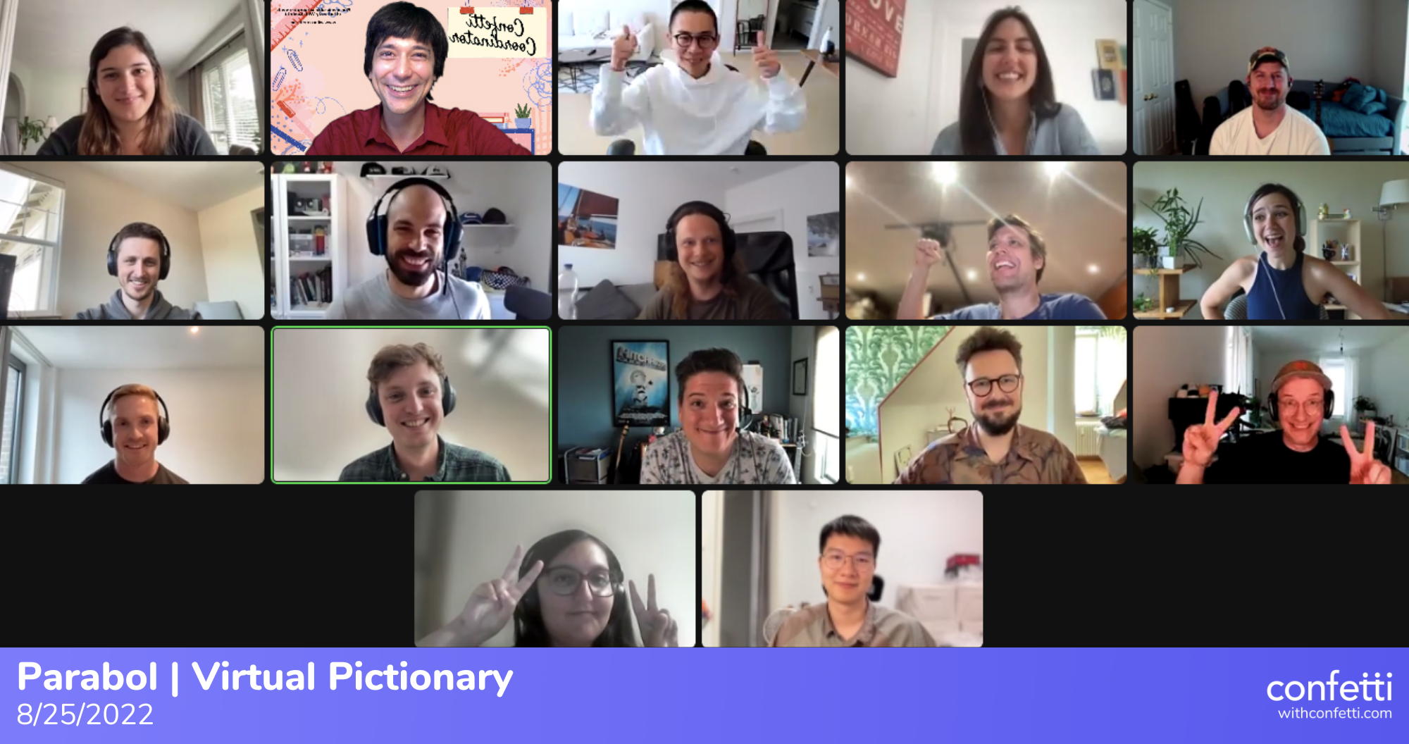 parabol team playing pictionary with confetti parabol team playing pictionary with confetti
