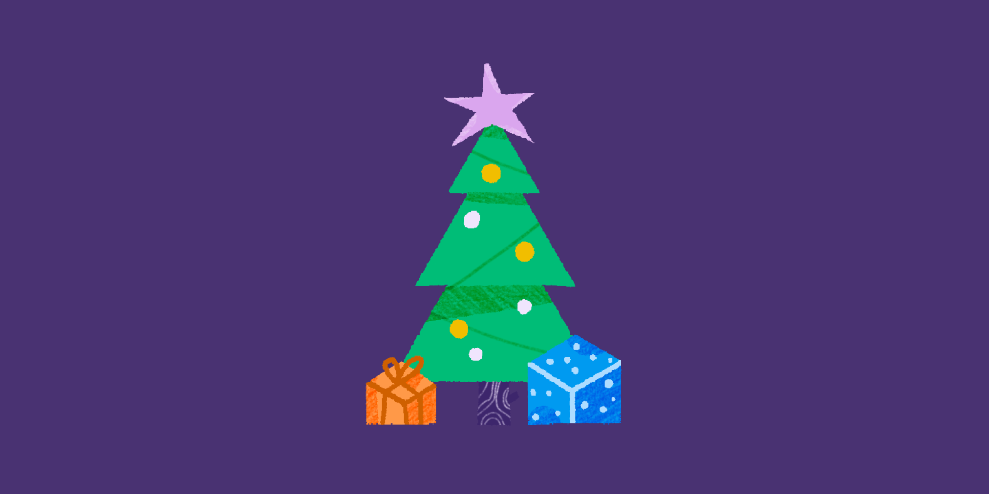 an illustration of a christmas tree on a purple background
