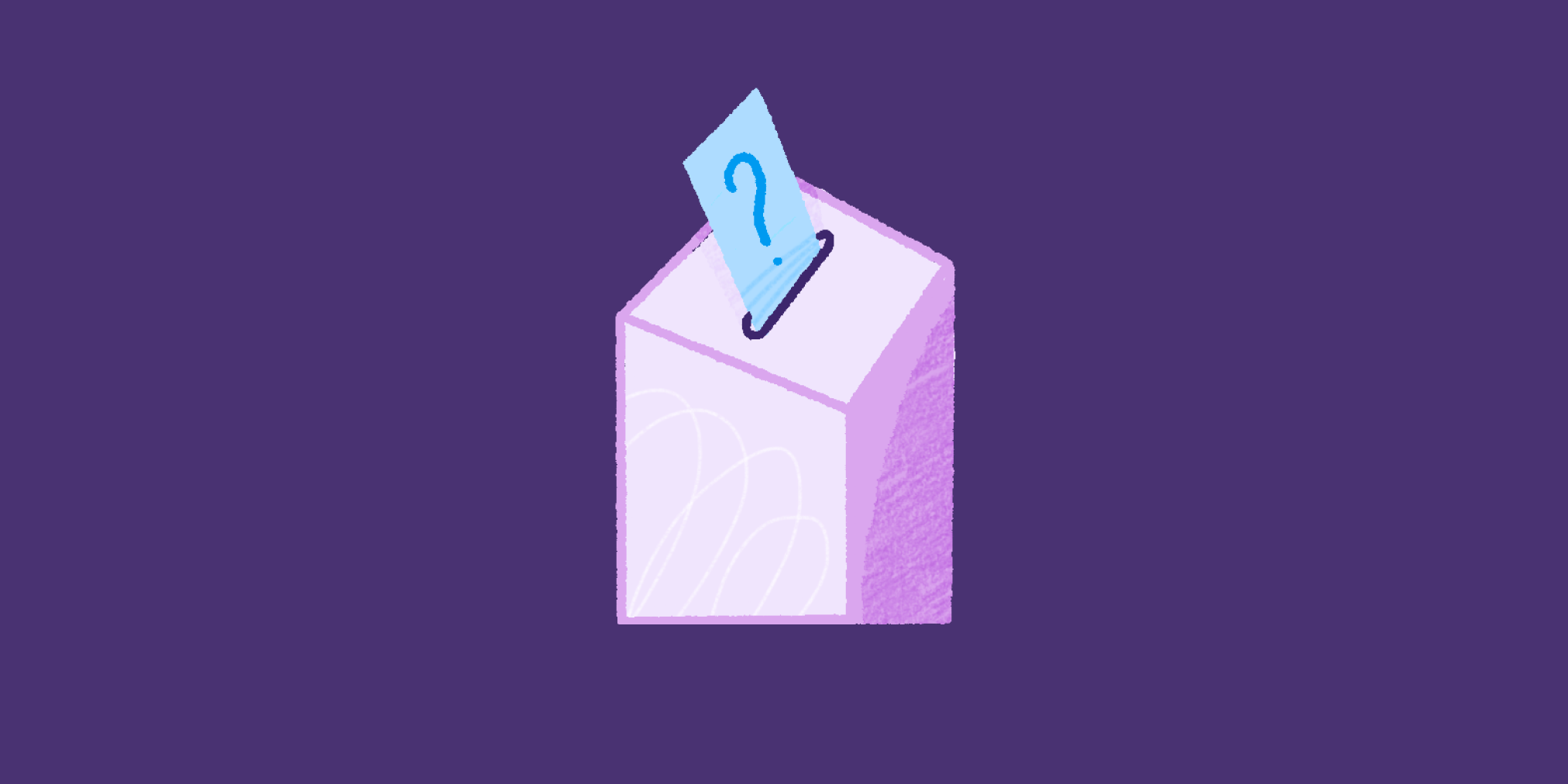 a decorative image of a ballot box on a purple background