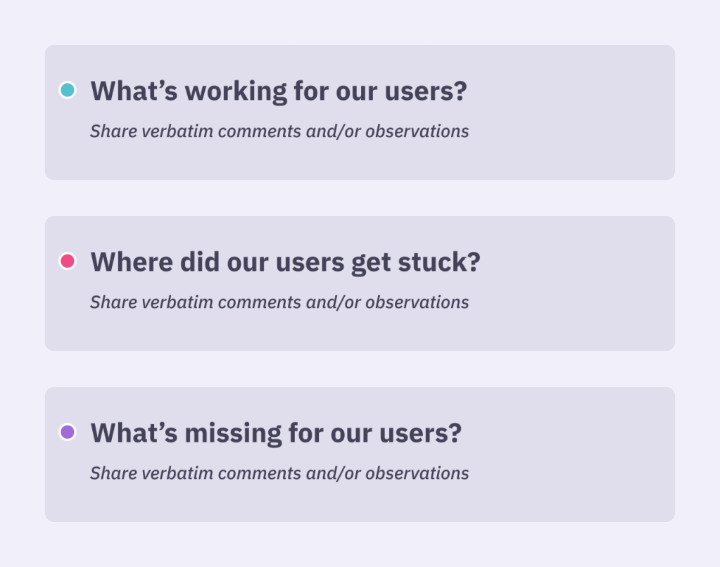 Prompts for a user feedback retrospective