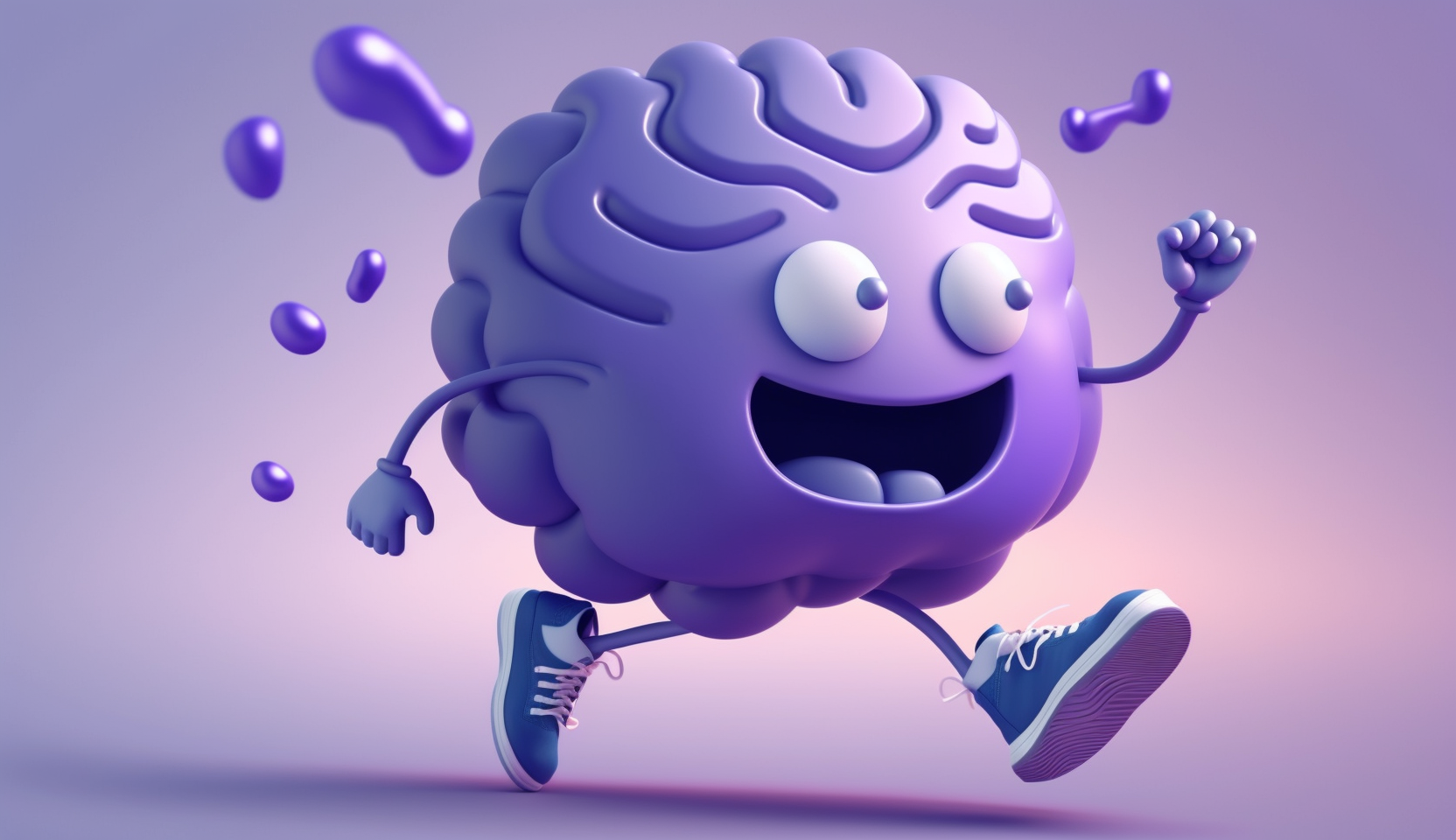 Cartoon brain running away