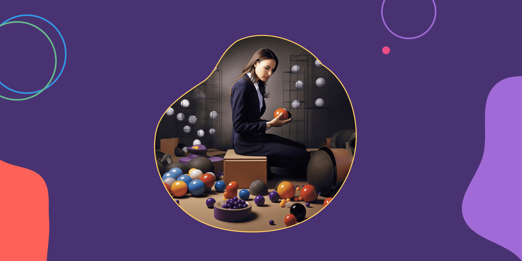 A Business Woman Sorting Spheres, a metaphor for using a framework to prioritize