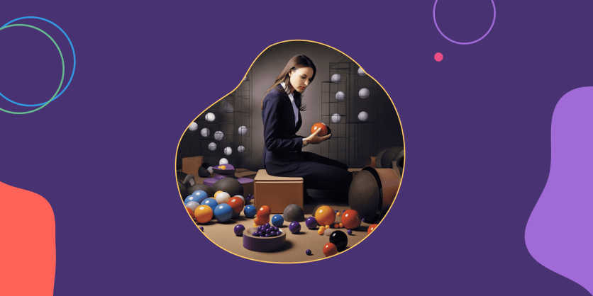 Business Woman Sorting Spheres