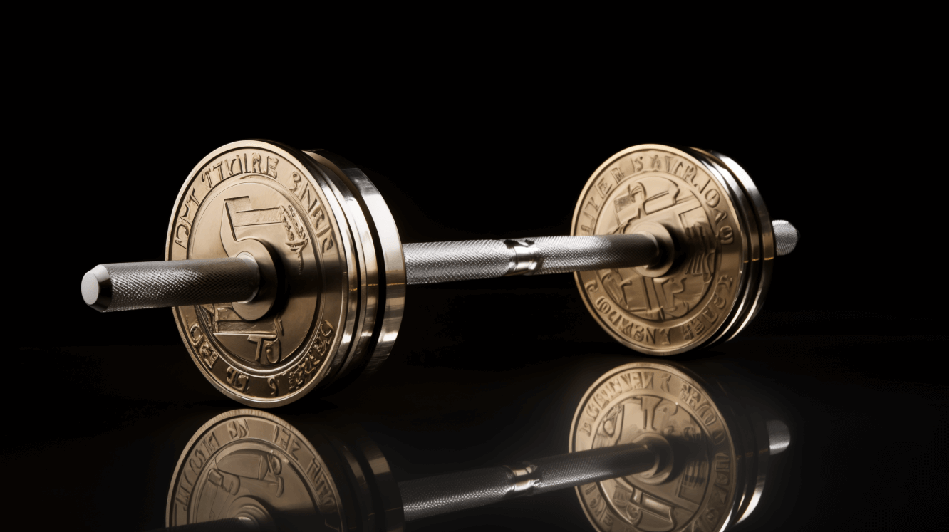 barbells made of coins a barbell with the weights made out of golden coins