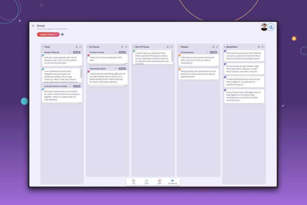 synthesizing 360 review feedback using the Parabol grouping phase