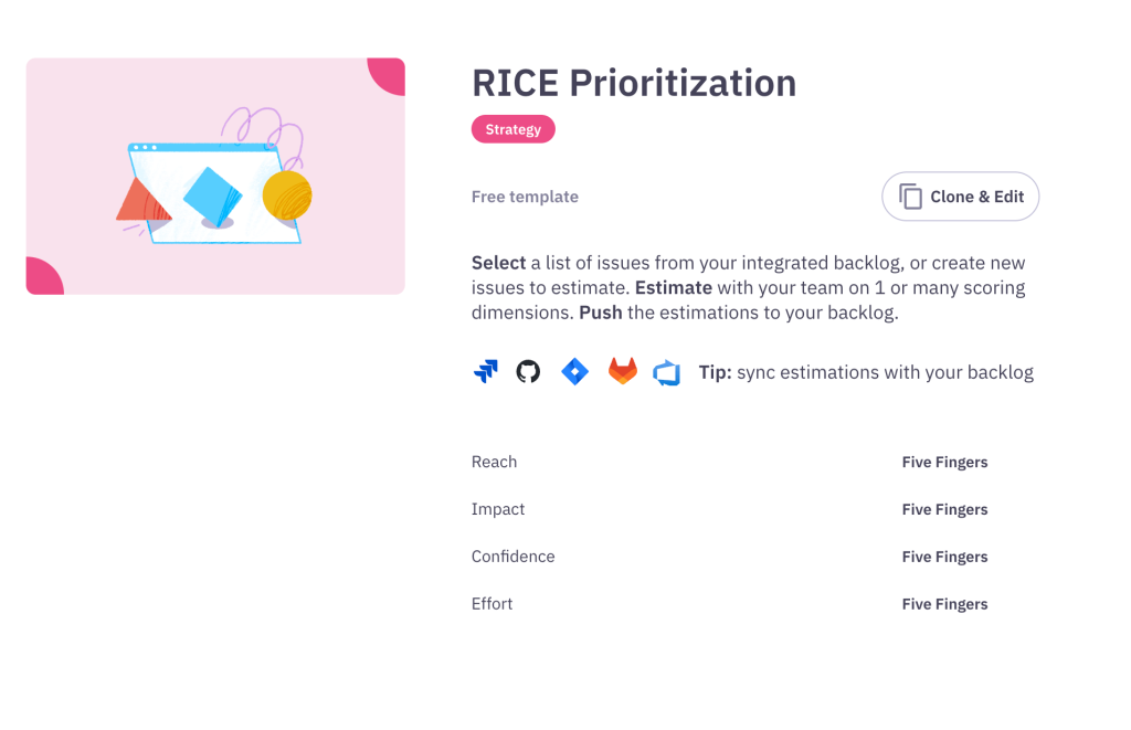 Parabol's RICE prioritization template