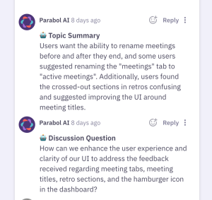 Parabol discussion thread with AI-generated discussion prompts