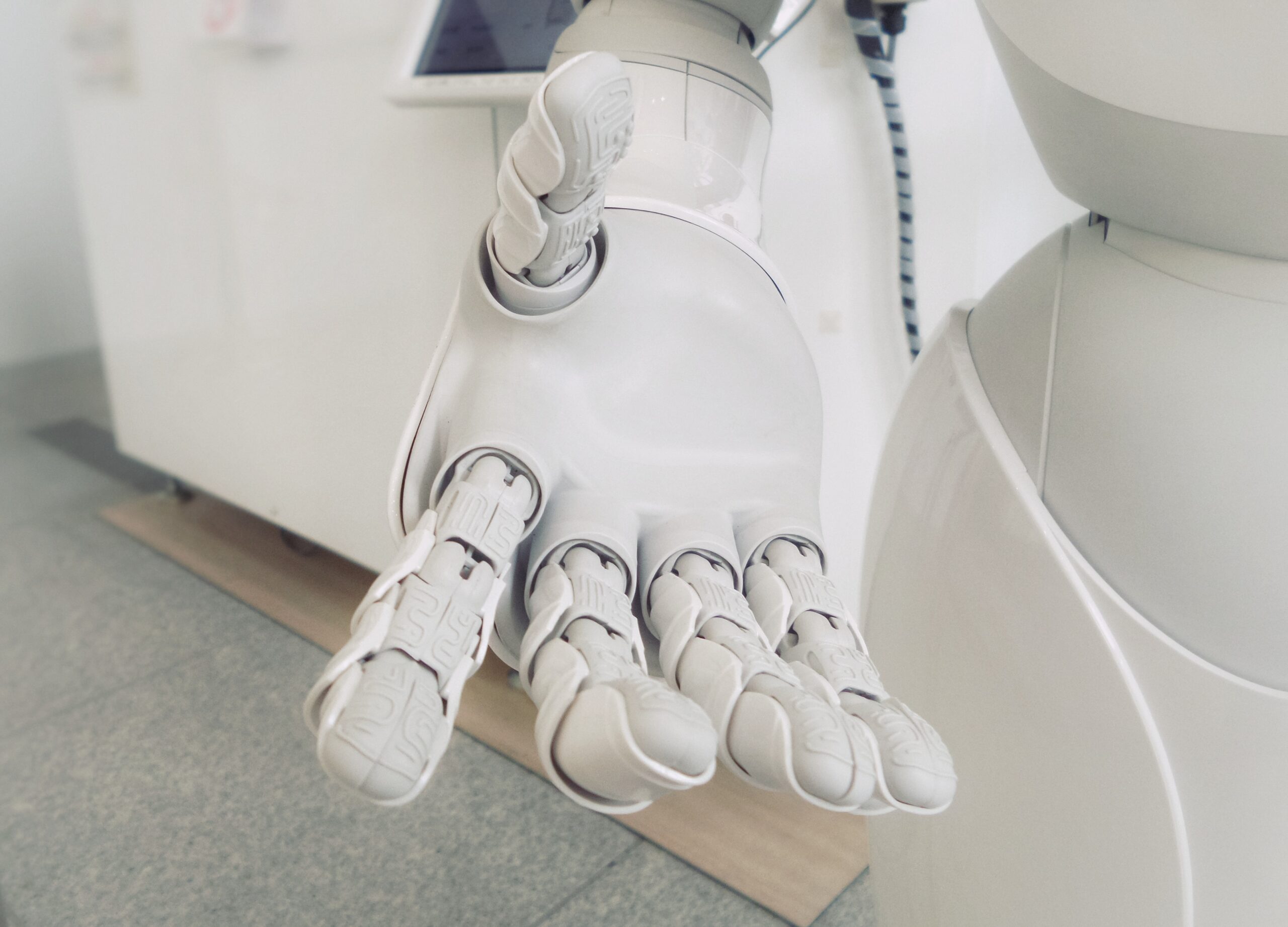 White robot arm closeup