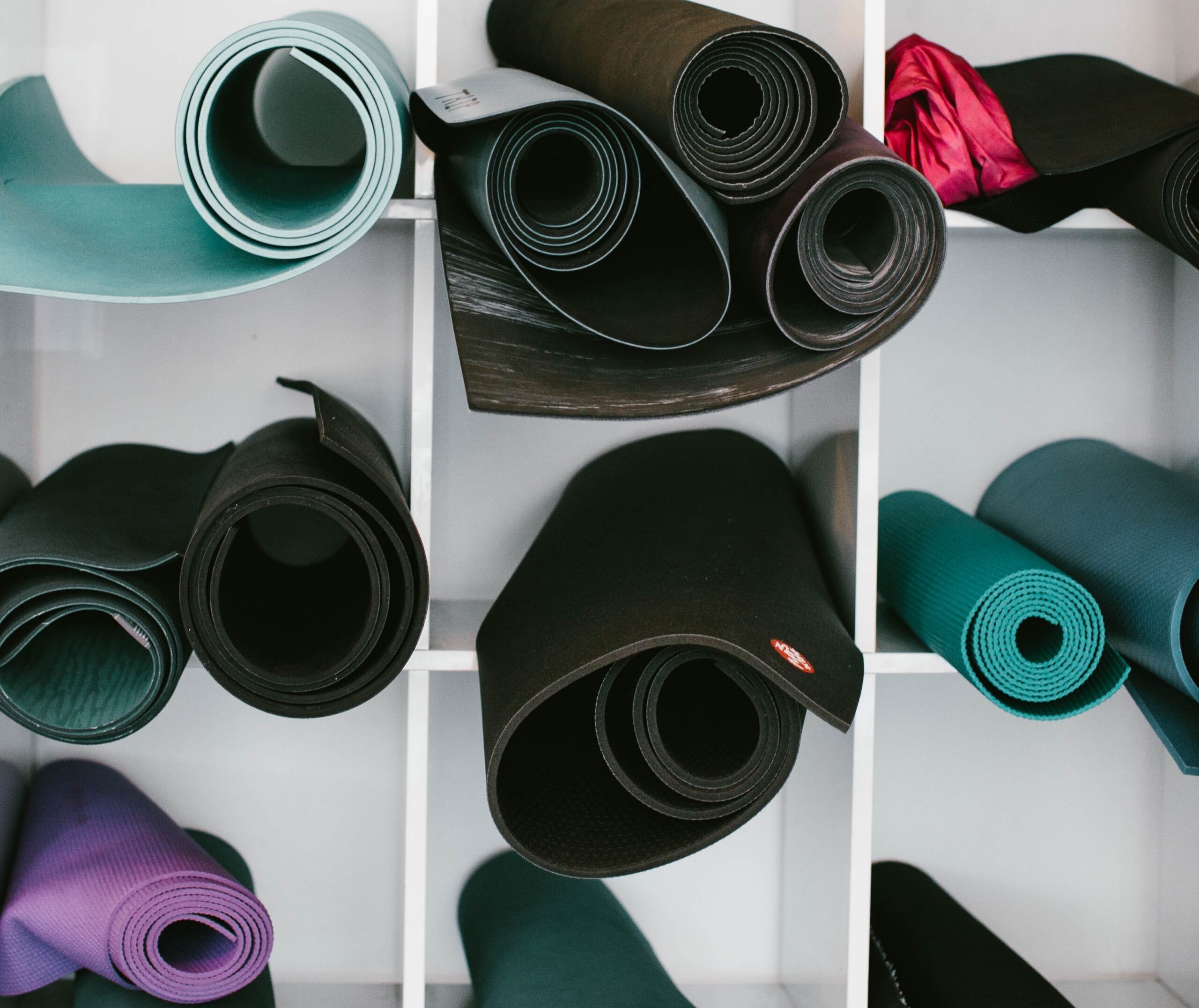 yoga mats displayed