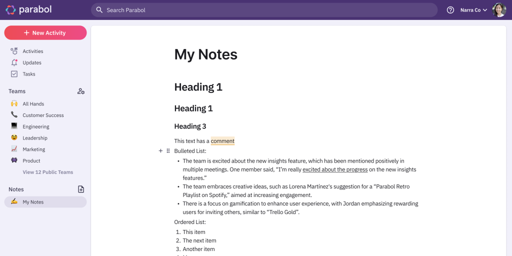 A design concept of taking notes in the meeting software