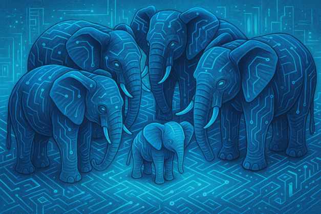 digital-elephants-protecting-calf