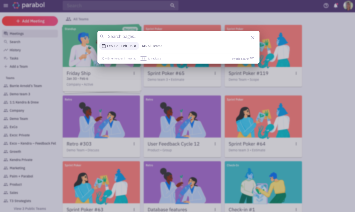 parabol's search feature