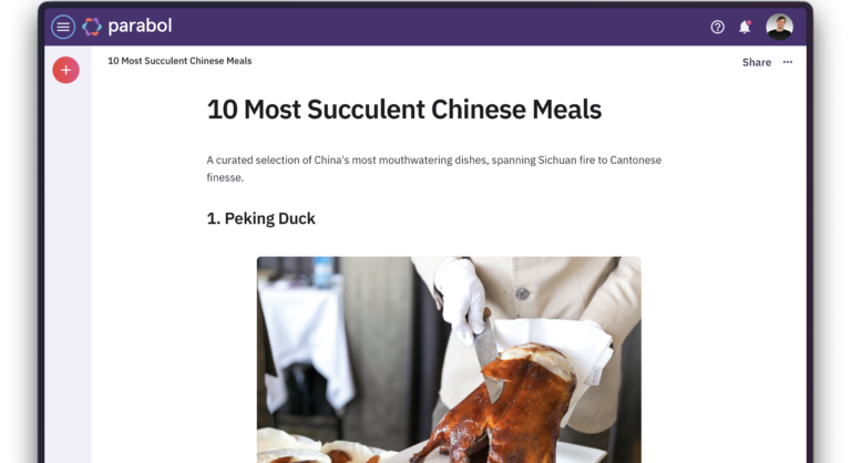 Parabol Pages Chinese Meal Example