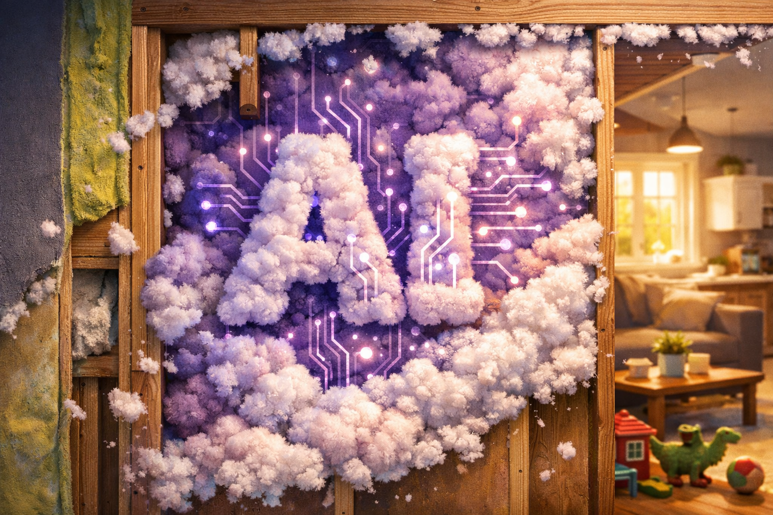 A depiction of as hazardous asbestos in the walls